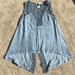 Paper Crane High-Low Demin Blue tank top
